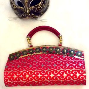 Vintage gold and red clutch